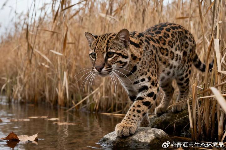 古代農村糧倉、廚餘豐富，豹貓自然靠近人類聚落，形成長達3500年的「共棲關係」，但並未真正被馴化。圖/取自普洱市生態環境局微博