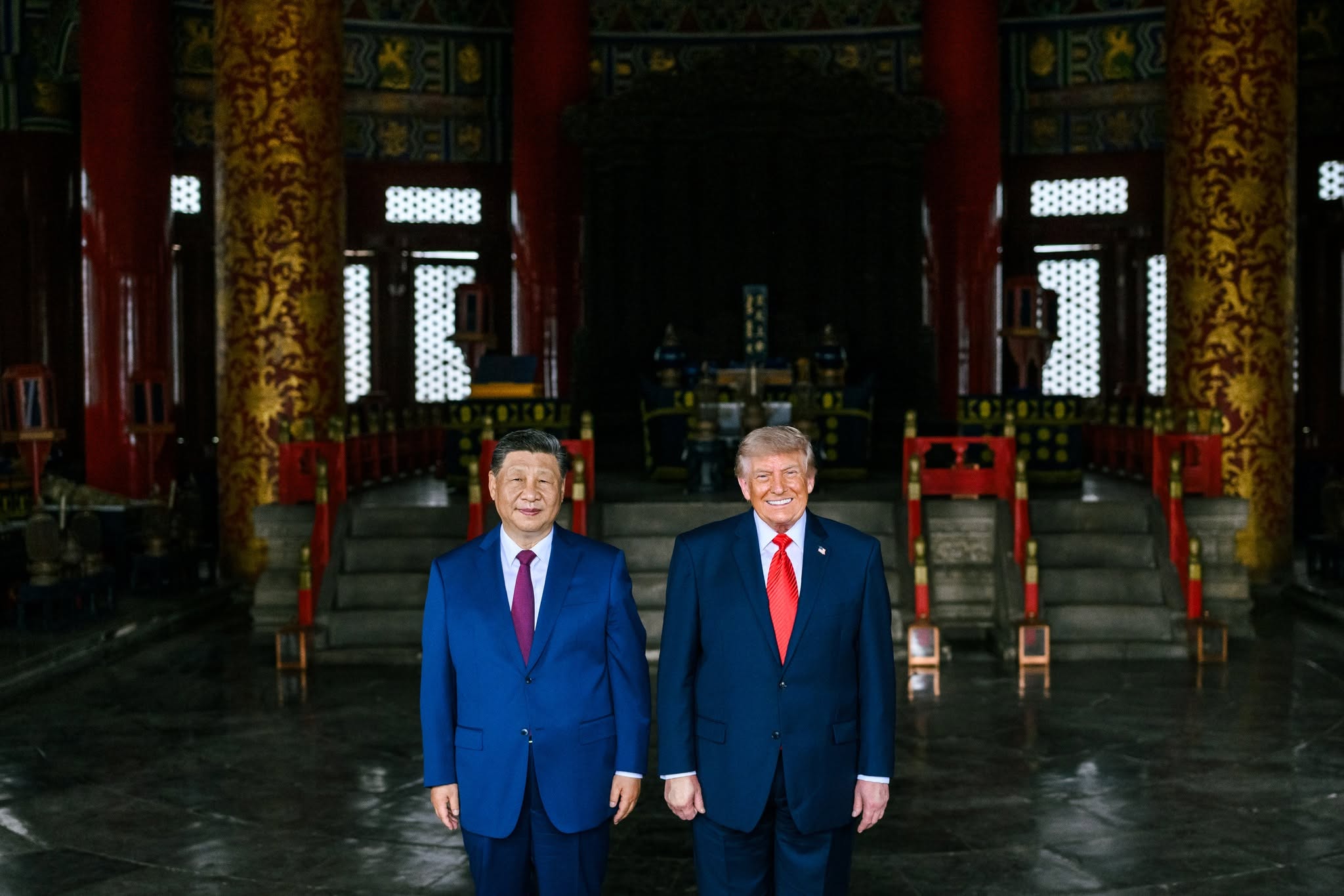今年5月中旬美國總統川普（右）訪北京，與中國國家主席習近平（左）會面後，川普說，「我不希望看到有人宣布獨立。圖／取自The White House﻿ FB