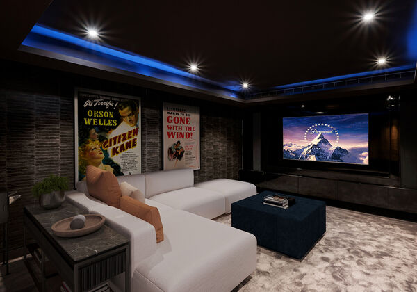 張瑛新購的倫敦住所內部原有的視聽室空間。圖／取自 Abode2 X