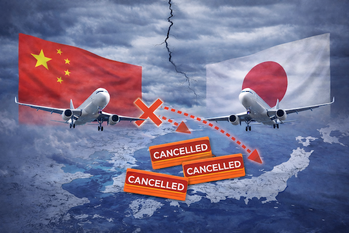 中國大陸到日本2026年春運航班大減。圖/AI生成