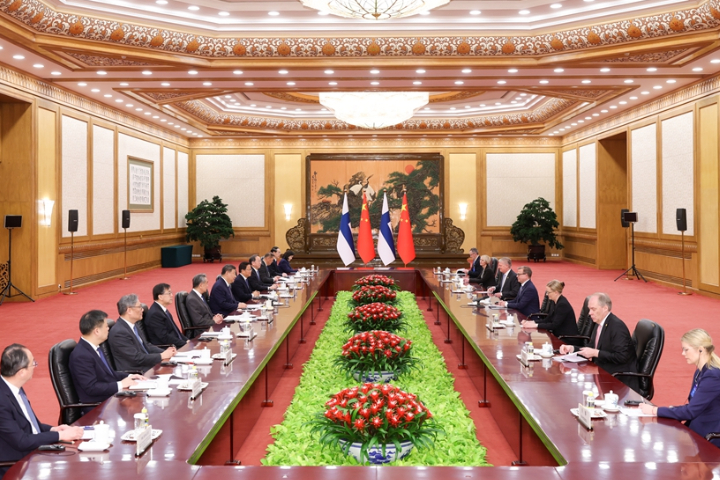 奧爾波今天會晤習近平，這也是芬蘭總理自2017年以來首度訪陸。圖/取自新華社