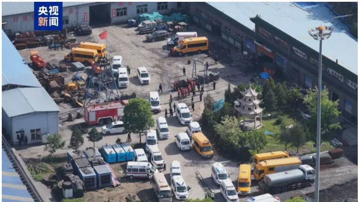 山西沁源縣的留神峪煤礦5月22日發生瓦斯爆炸事故，造成82名礦工死亡。圖/取自央視
