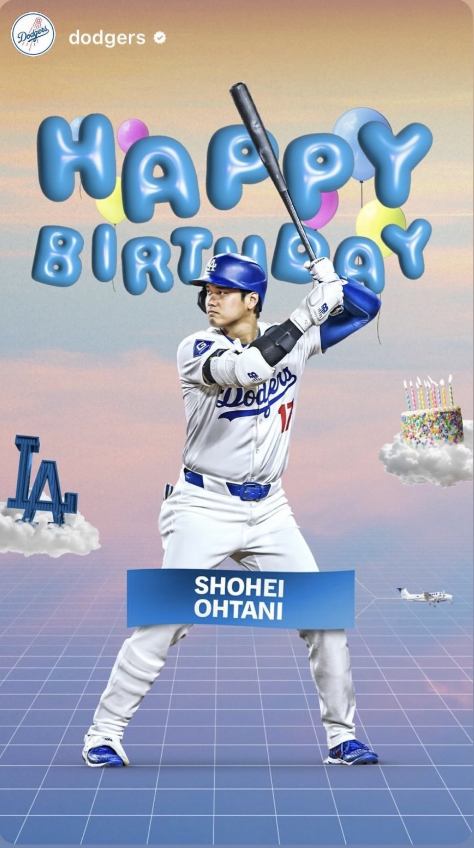 道奇隊為壽星大谷翔平慶生。圖/取自 Dodgers IG