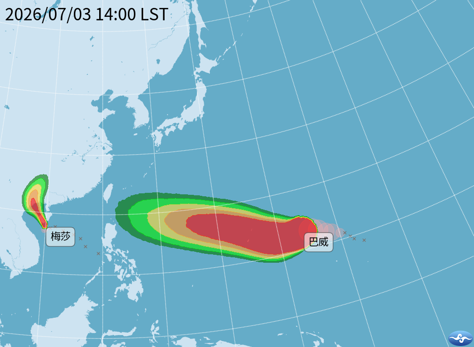 雙颱預測方向圖。圖/取自中央氣象署