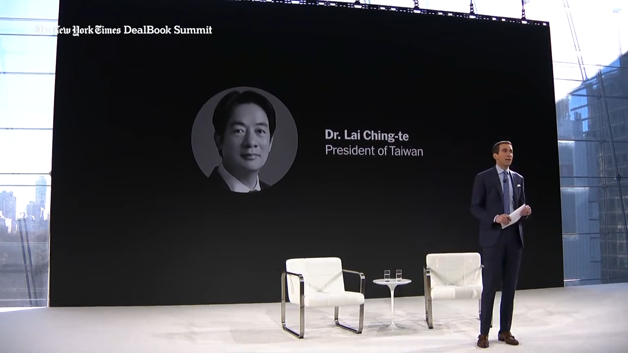 賴清德總統接受《紐約時報》預錄專訪。圖/取自紐約時報《YouTube》官方頻道