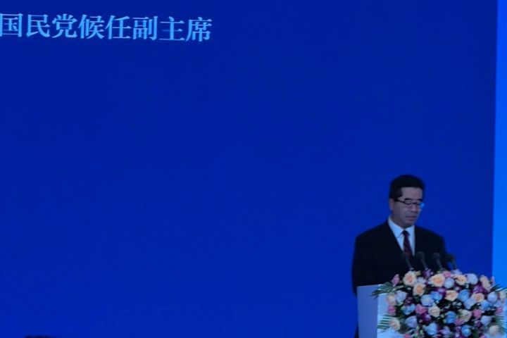 中國國民黨候位副主席蕭旭岑在津台會致詞,他表示:「兩岸青年好,兩岸關係就會好」。圖/記者陳素貞攝