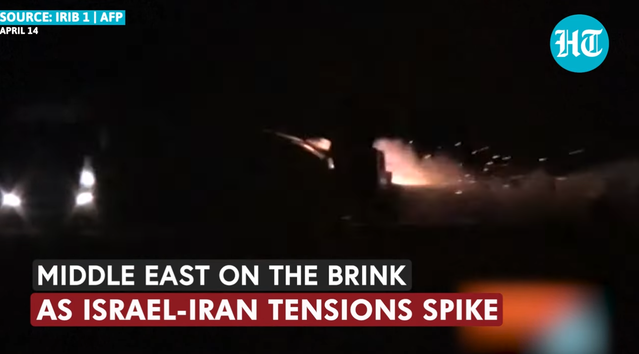 以色列於當地時間19日清晨對伊朗發動報復性飛彈攻擊。圖/翻攝自印度斯坦時報YouTube頻道