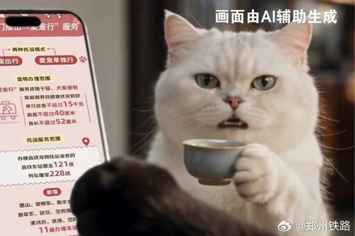 AI萌寵逐漸從單純的「流量內容」,轉向完整的IP經營模式。圖/取自鄭州鐵路微博