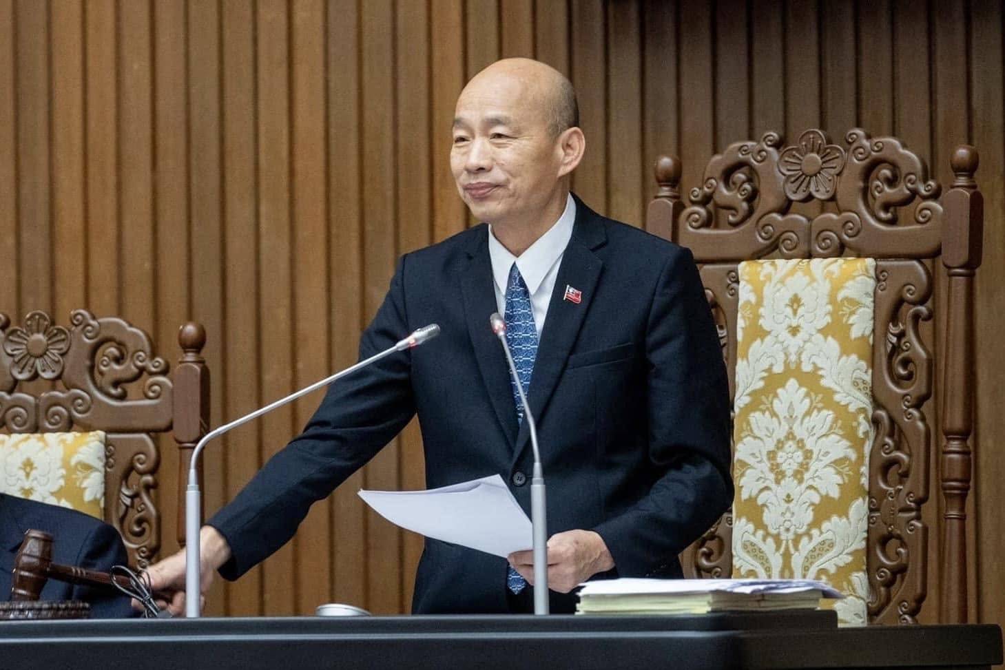 立法院長韓國瑜主持立法院院會。韓國瑜曾表示，行政機關依法行政是法治國基本原則，立法院三讀通過的法律，行政院應依法副署並執行。圖／取自韓國瑜 臉書