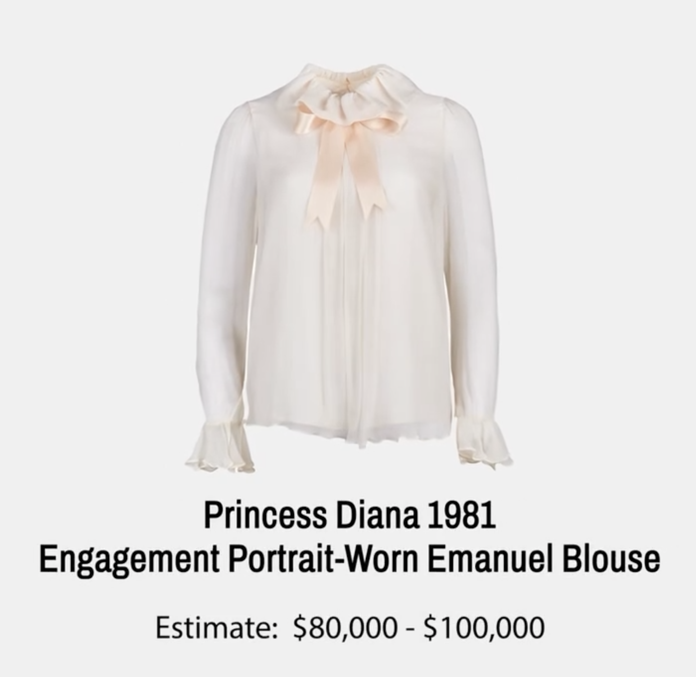 黛妃穿過的粉紅色雪紡襯衫，也以高出估價4倍拍出。圖/翻攝自juliens_auctions IG