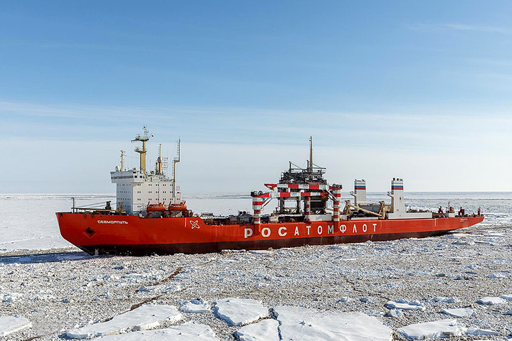俄羅斯唯一的核動力貨運破冰船「北海航線號」。資料圖片/取自Polar Journal官方《推特》