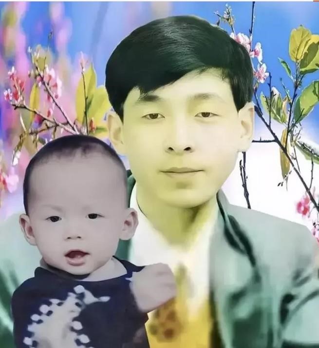 謝岳將兒子幼年時的照片和自己25歲時的照片拼在一起，希望有助於找回愛子。圖／取自湖南日報