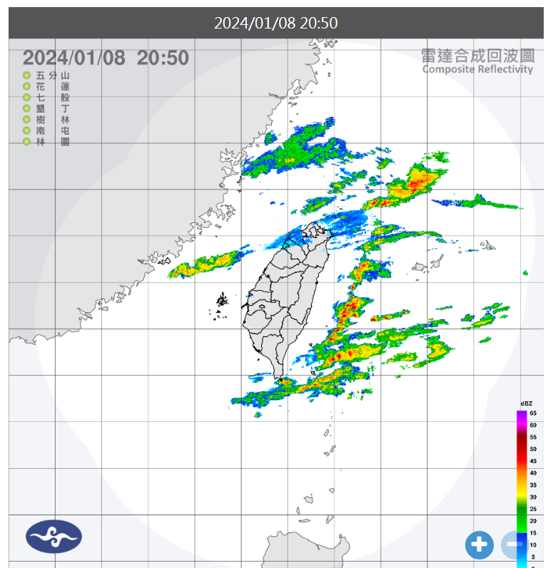 華南水氣周一晚間開始移入。圖/取自中央氣象署