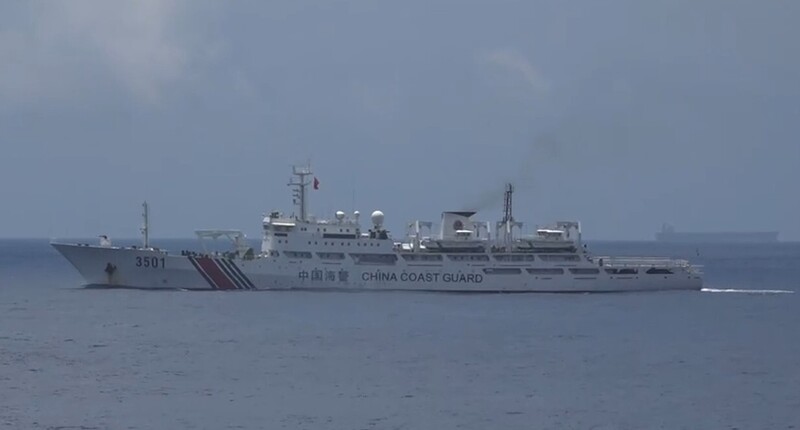中國大陸海警船上周末抵台灣東部海岸進行「執法巡查」。 圖／中央社