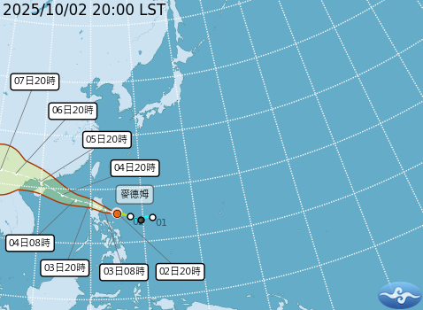 第21號颱風麥德姆預測動態。圖/取自中央氣象署