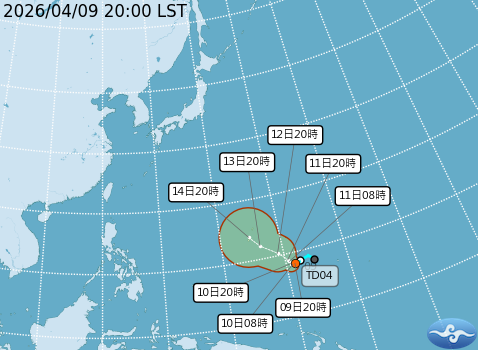 熱帶性低氣壓預測路徑。圖/取自中央氣象署