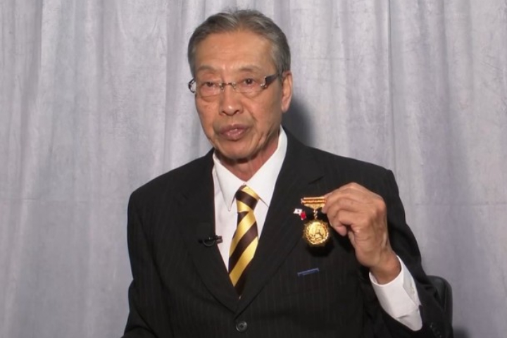日本籍八路軍戰士小林清之子小林陽吉今天（2日）出席大陸抗戰勝利紀念活動新聞中心舉行的記者會。圖/取自新華社