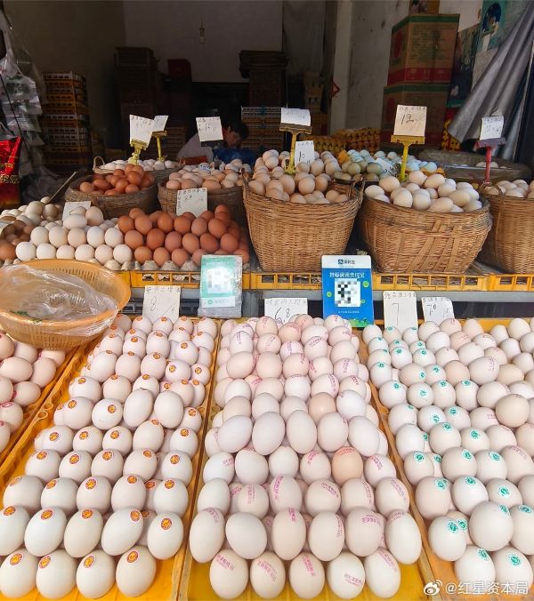 隨著端午節到來，大陸食品加工業與零售市場提前備貨，帶動雞蛋需求增加，拉高蛋價。圖/取自紅星資本局微博