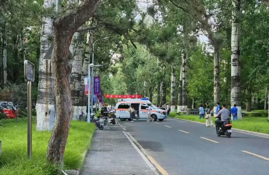 目擊者指出，張愛玲遭枯樹壓倒後，十多分鐘後救護車才將其送至醫院。圖/取自微博