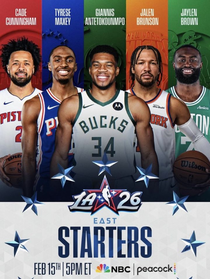 東區先發名單則由密爾瓦基公鹿「字母哥」安特托昆博（中）領銜。圖/取自ESPN IG