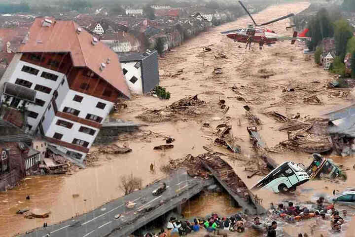 瑞士阿爾卑斯山區發生嚴重山洪暴發。圖/取自Max Plus《YouTube》頻道