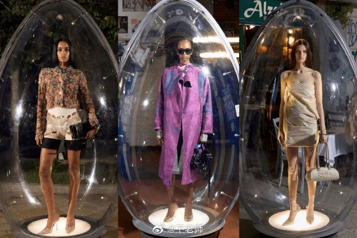 DIESEL早於2025年米蘭時裝周期間便曾推出類似「透明蛋」裝置。圖/取自卞老師微博