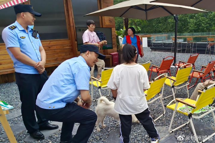 民眾希望主管機關從人性化管理的角度出發，適度調整遛狗時間，讓合法辦理登記、遵守規範的犬隻，也有機會在白天外出活動。圖/取自杭州城管微博