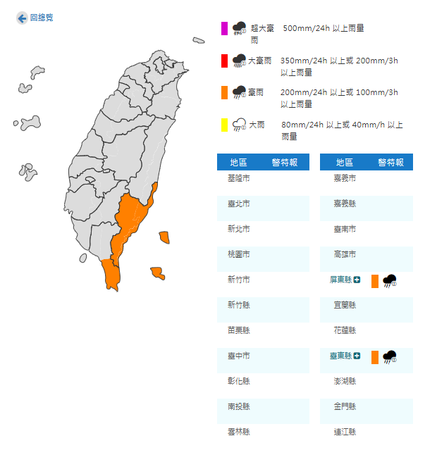 氣象署發布豪雨特報。圖/取自中央氣象署