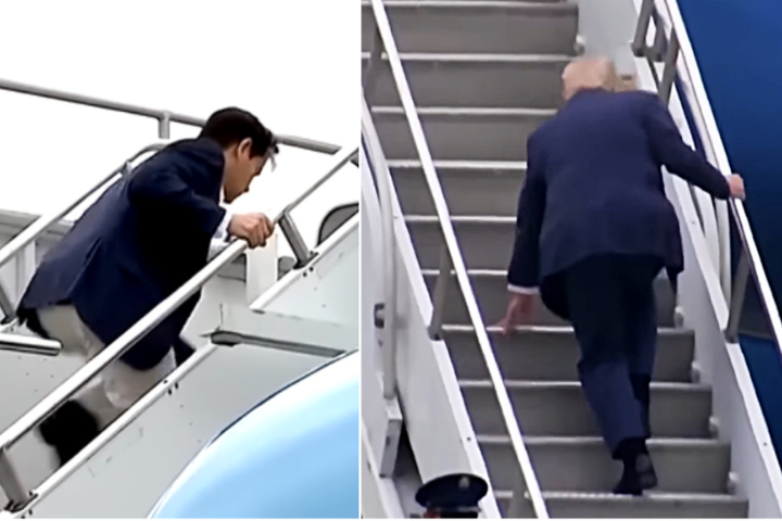 川普登空軍一號踉蹌險摔　國務卿盧比奧也跟著滑跤 網酸爆