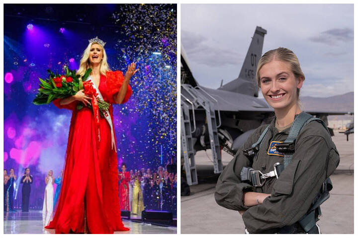 22歲的美國空軍女飛官瑪雪贏得2023年美國小姐后冠。圖/取自美國空軍官方《推特》