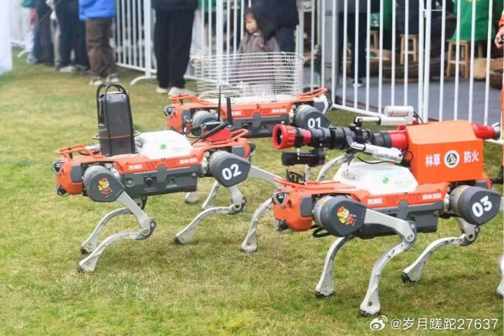 工業級機器狗在消防領預也是不可或缺的存在。圖/取自歲月磋跎27637微博