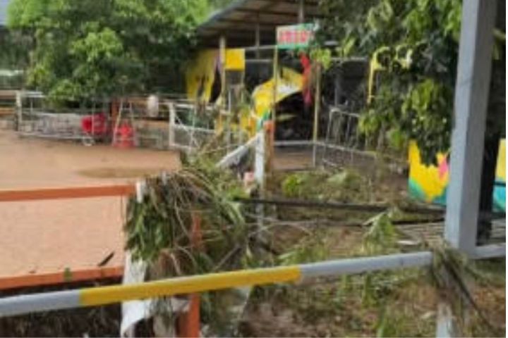 災後的貴港動物園，因大水肆虐園區急需重建。圖/取自《三湘都市報》