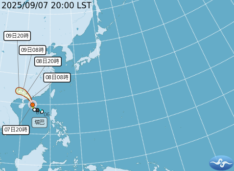 塔巴颱風預測路徑。圖/取自中央氣象署