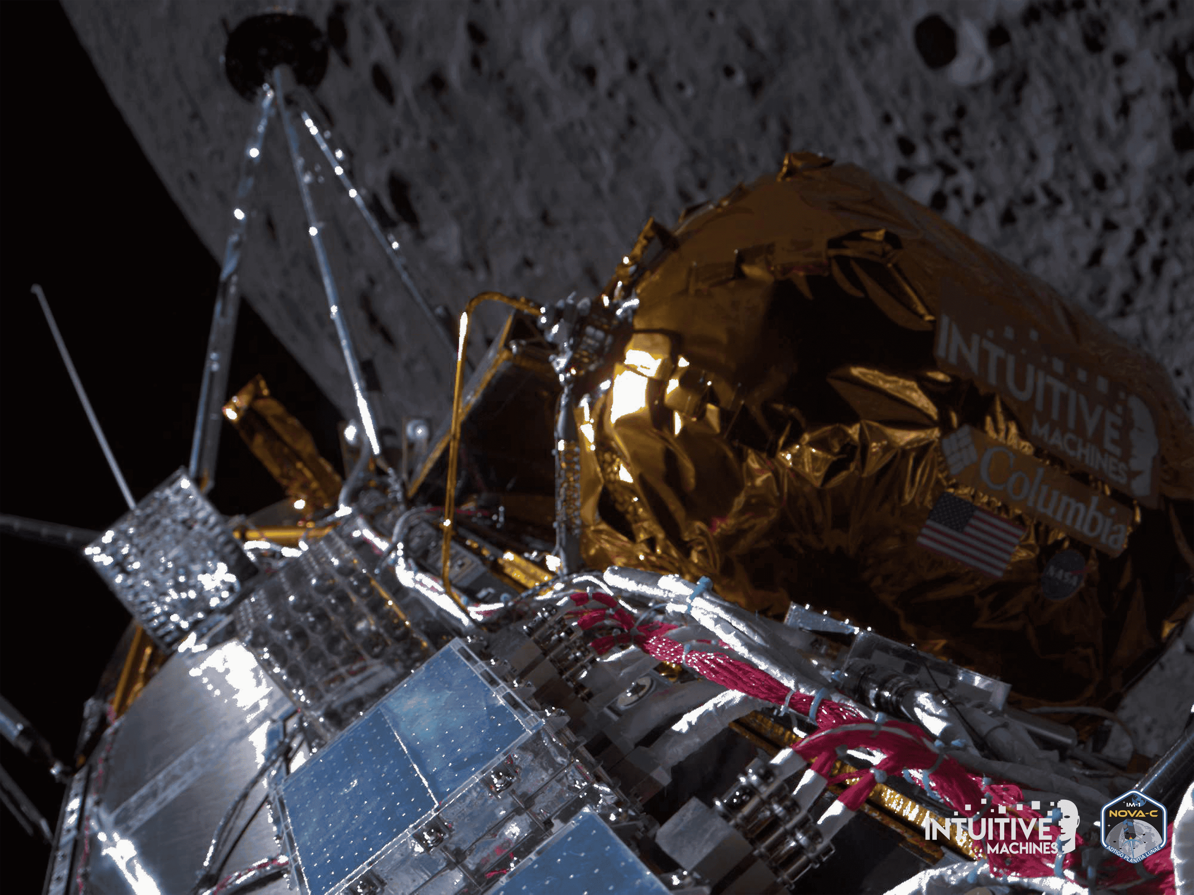 「奧德修斯」順利登月，成為第一艘抵月球表面的商業太空飛行器。圖/取自NASA @NASA