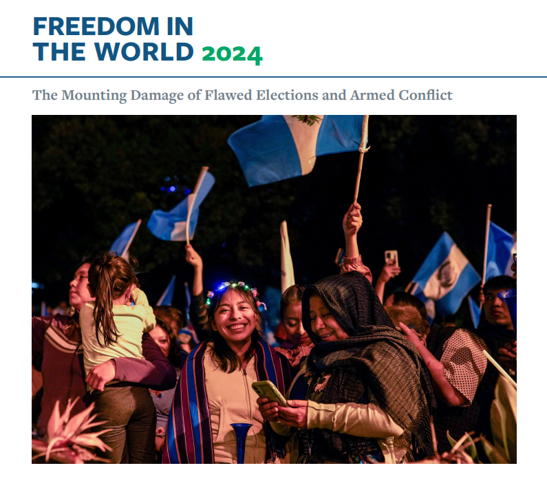 非營利組織「自由之家」每年發布對全球自由和民主的年度評估。 圖/取自自由之家（@freedomhouse）X