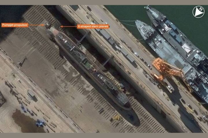 解放軍095核潛艦曝光　衛星首見泵噴推進器、X型尾舵