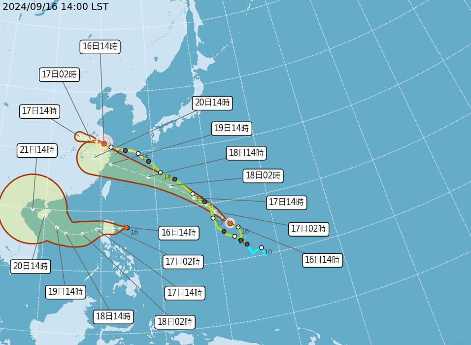 颱風發展路線預測。圖/取自中央氣象署