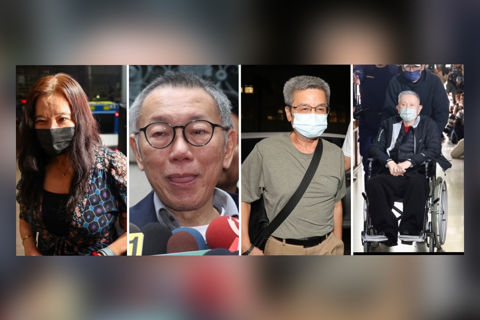 高院駁回京華城案四名被告應曉薇（左一）、柯文哲（左二）、李文宗（右二）及沈慶京（右一）四名被告延長羈押禁見兩個月的抗告。圖／中央社
