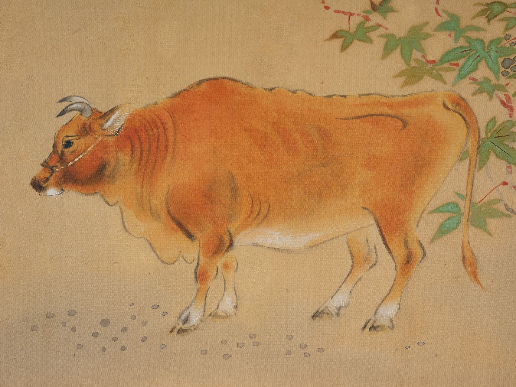 《黃牛》，是林玉山早期絹本膠彩，為日治時期少量存世的精采創作。圖/取自文化部網站