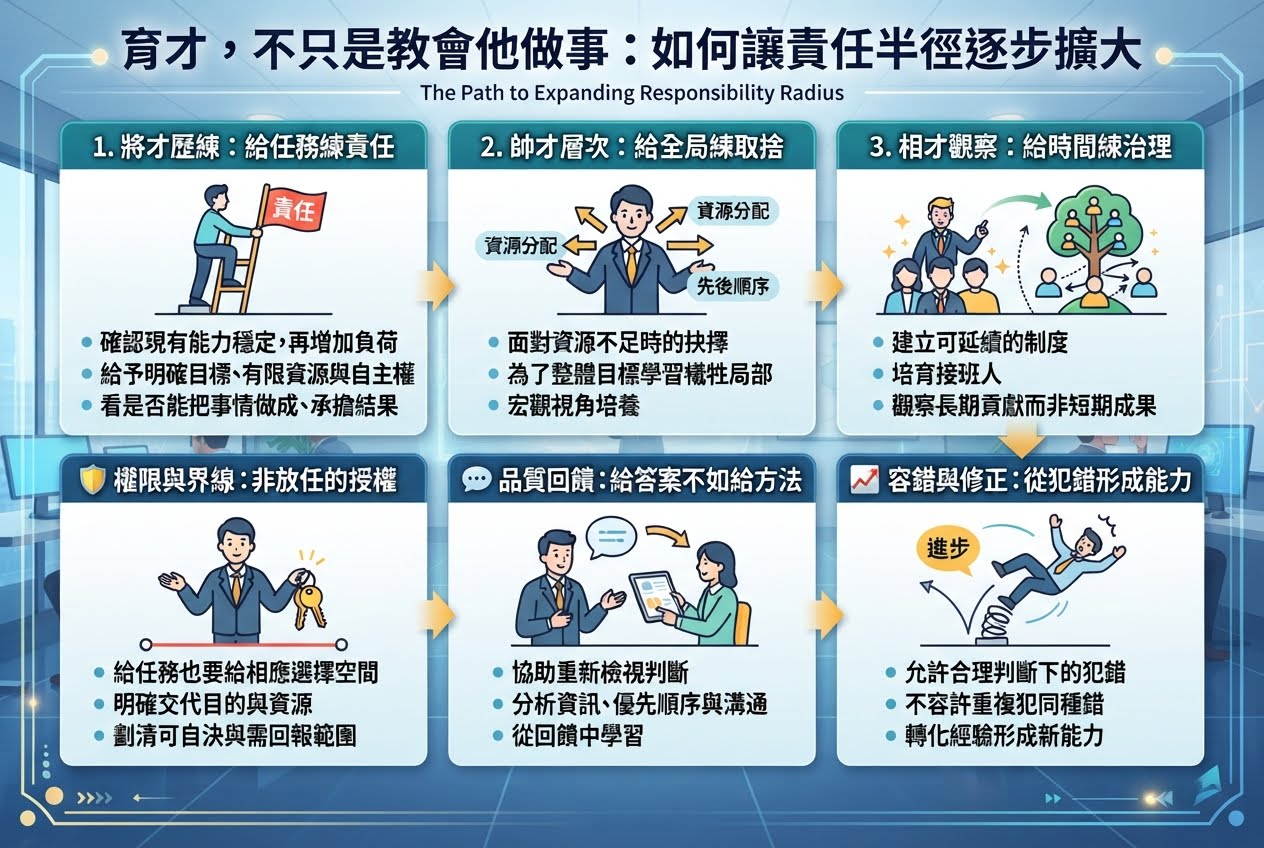 【梅花評論】人才培育系列四： 育才，不只是教會他做事：如何讓責任半徑逐步擴大