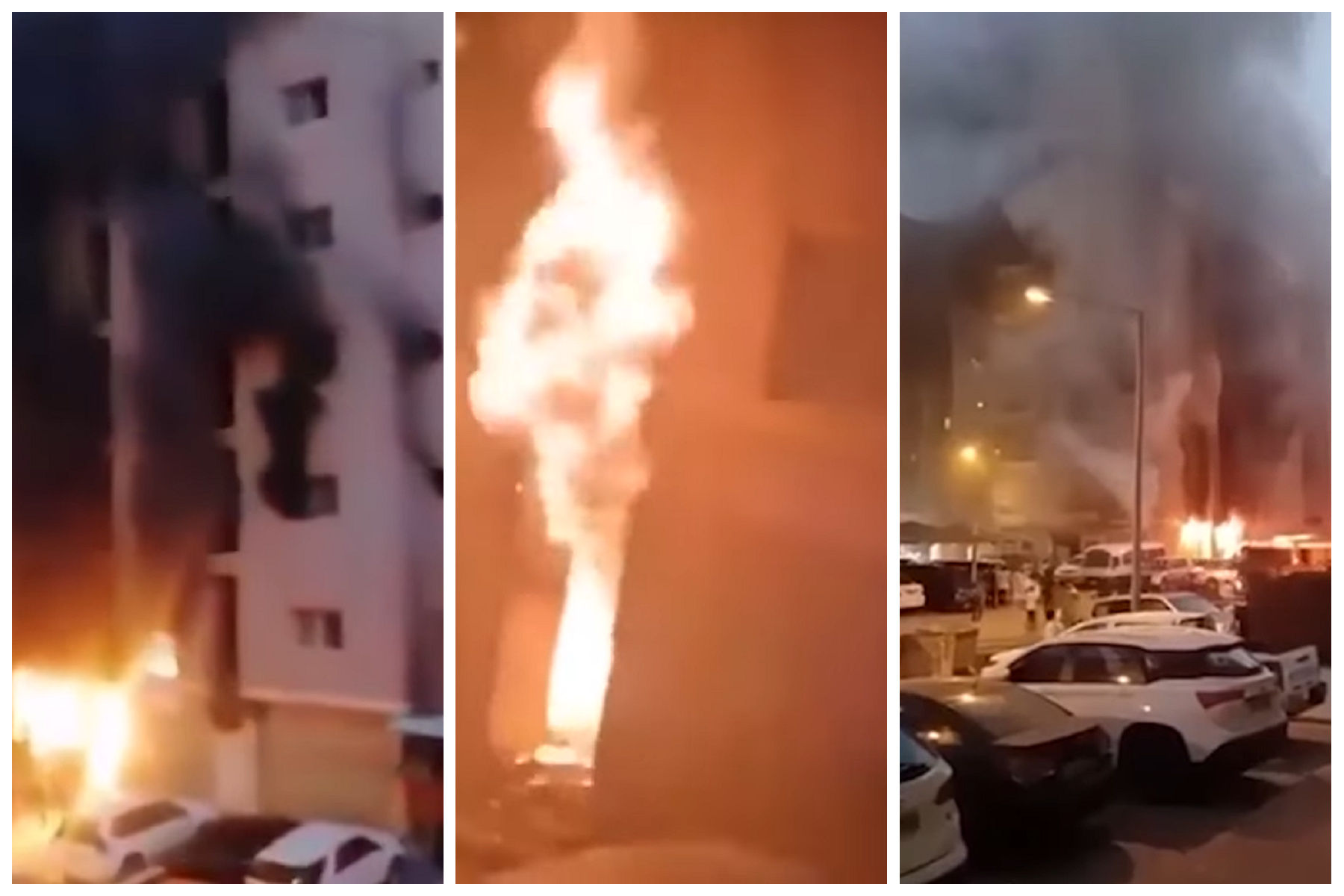 科威特南部一棟6層老樓大火。圖/取自Ekhon TV《YouTube》頻道