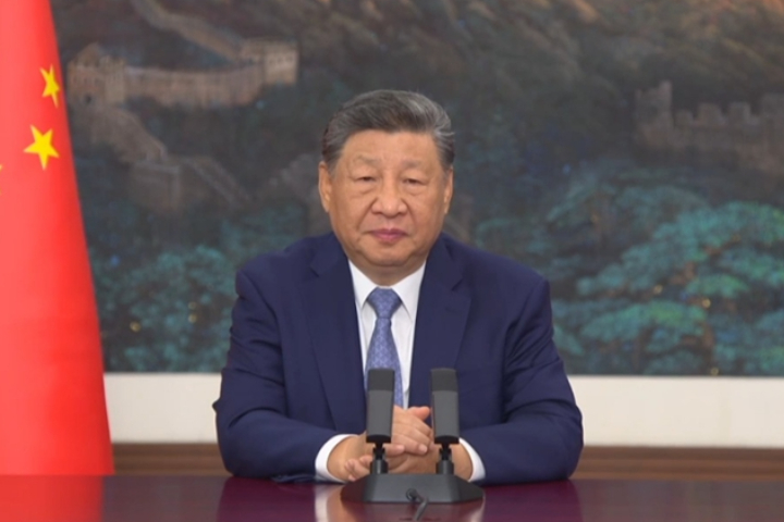 大陸國家主席習近平指出，今年適逢《巴黎協定》簽署10周年，中國到2035年，全經濟範圍的溫室氣體淨排放量將比峰值下降7%至10%。圖/取自央視