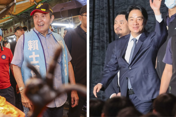 民眾黨立委林國成在造勢場合中爆粗口辱罵總統賴清德（右圖）一事，遭民進黨公開道歉。網友則表示，「以前民進黨是怎麼百般羞辱馬英九（左圖）？」。圖/中央社