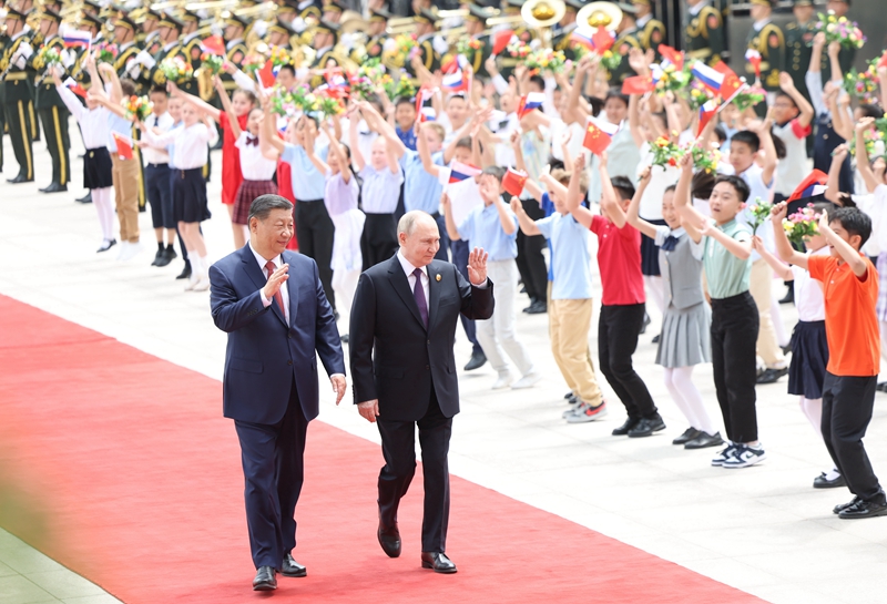俄羅斯總統普丁應習近平邀請，5月16日至17日出訪中國大陸，並與中方簽署的聯合聲明。圖/取自新華社