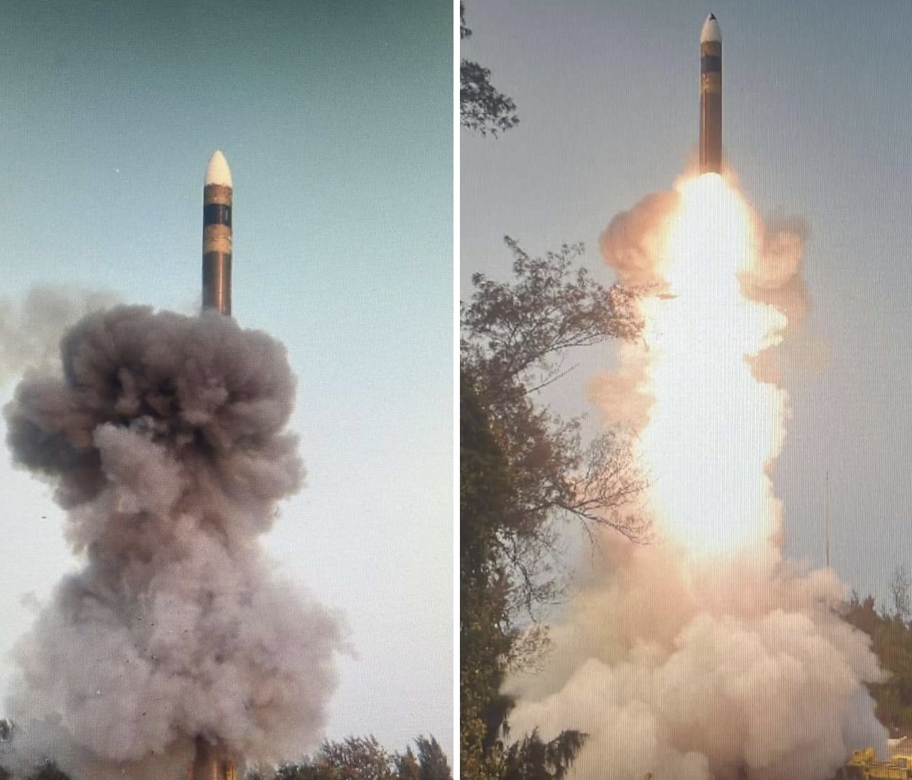 印度莫迪政府日前首次試射了「烈火-5」遠程彈道飛彈的分導式多彈頭型號。圖/取自印度國防部臉書