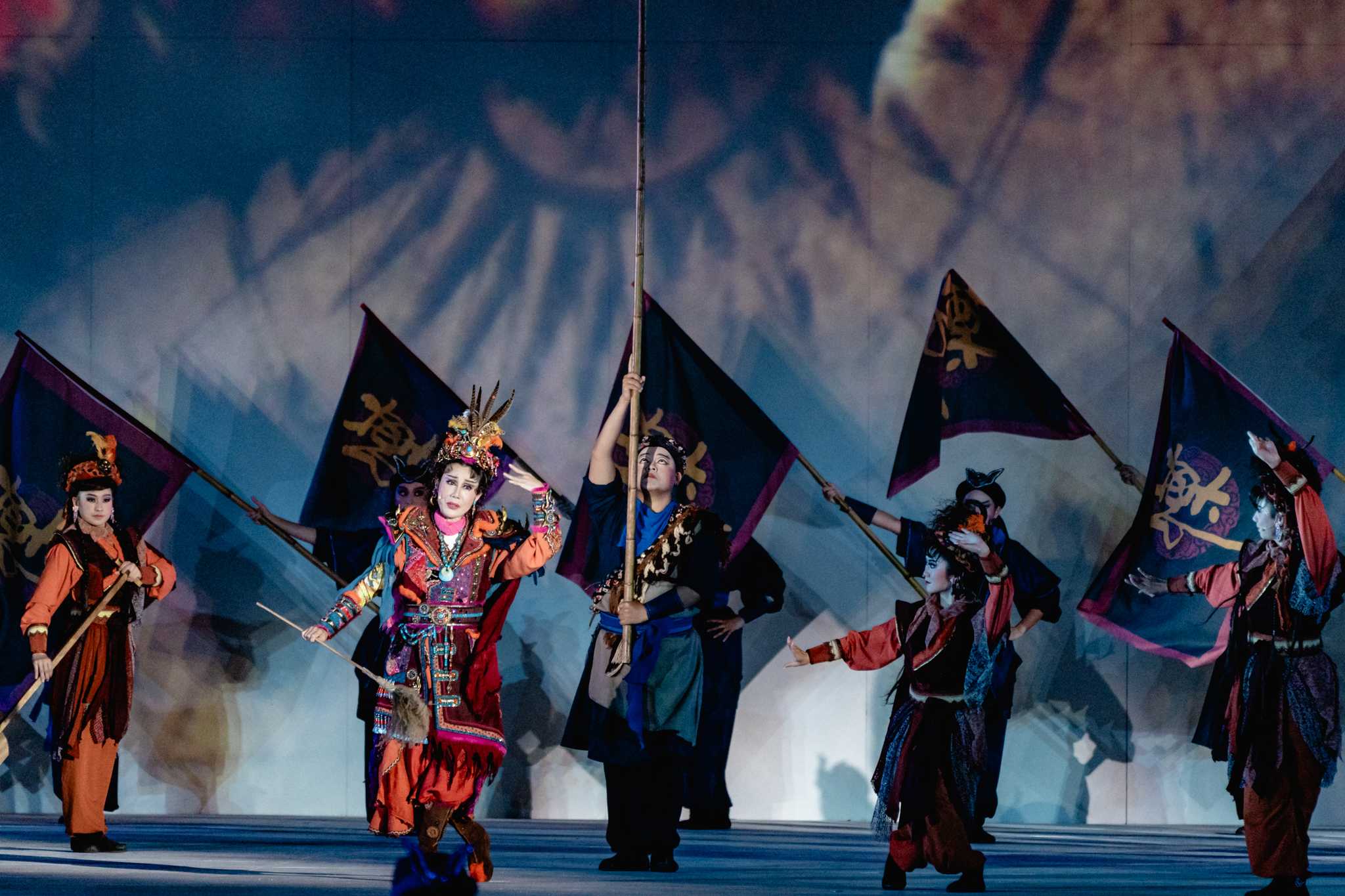 《1624》歌仔音樂劇中，由郭春美飾演「印姐瓦定」，展現精湛演技。圖/文化部提供