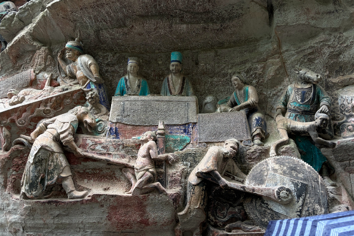 地獄變相圖將抽象的「因果報應」轉化為視覺化的地獄，極具警世意味。 圖/記者高陸攝