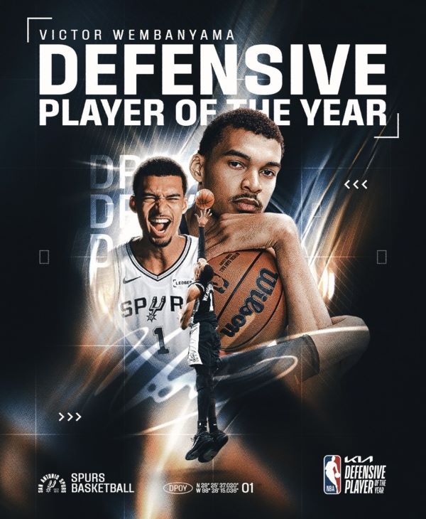 聖安東尼奧馬刺也為溫班亞馬獲獎致賀。圖/取自馬刺IG