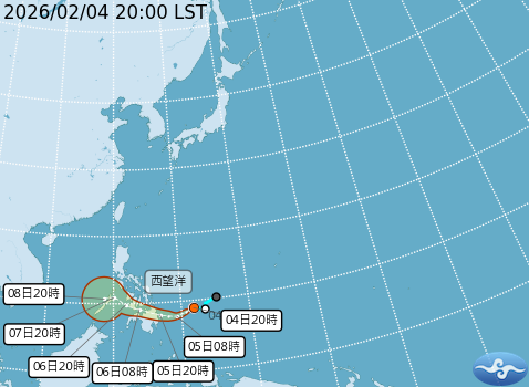 輕度颱風西望洋颱風預測路徑。圖/取自中央氣象署