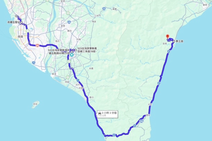 前中油執行長徐漢逃亡的路線圖。圖/橋頭地檢署提供